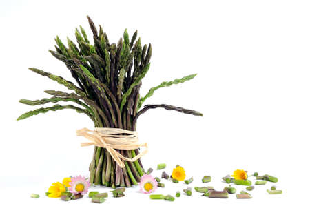 Fresh asparagus natural harvests in the countryside, isolated on white background.の写真素材
