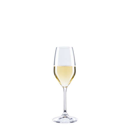 Close up of a goblet of sparkling wine isolated on white background. Food alcoholic beverages.の写真素材
