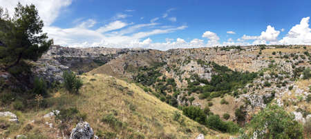 Matera hills landscape panorama, South Italy, Basilicataの写真素材