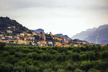 Scenic view of an italian countryside village on the Valpolicella Hills, Sant'Ambrogio di Valpolicella, Veneto, Italyの写真素材