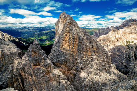 Cima Una mountain peak range landscape, Dolomite Alps, Trentino Alto Adige, Italyの写真素材