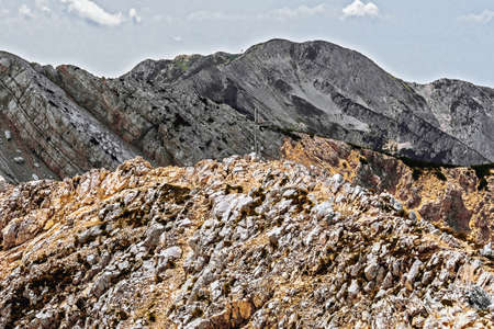Valdritta mountain peak and panorama on Garda Lake, Baldo, Trentino, Italyの写真素材