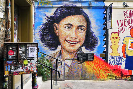 Anne Frank Center famous graffiti murals, Germany, Berlinのeditorial素材