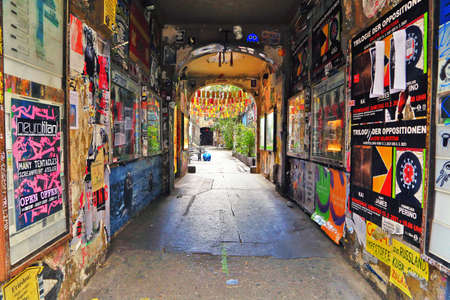 Haus Schwarzenberg district with street art and bar, Germany, Berlinのeditorial素材