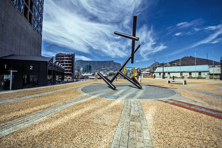 Scenic view of Silo District square in the famous waterfront against table mountain during a cloudy day with a clear blue sky, Cape Town, South Africaのeditorial素材