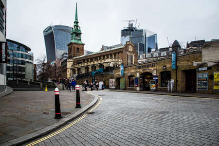 British cityscape with London empty street, England UKのeditorial素材