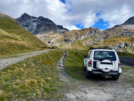 Off-Road Path High-Altitude Trail 4x4 in Val d'Isere, aiguille de la grande sassiÃ¨re, France