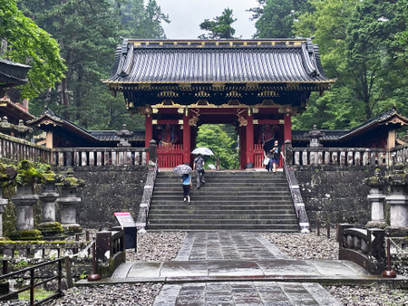 Architectural Splendor: Nikko Temple Entrance Torii Gate, Tochigi Prefecture, Japan
