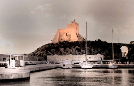 La Torre Truglia view from the Port of Sperlongaのeditorial素材