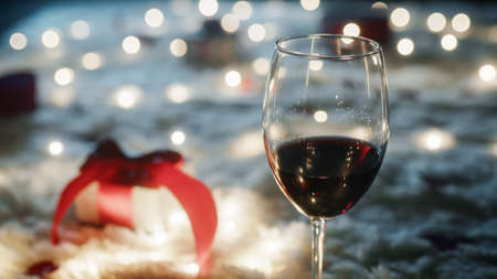 Boyfriend prepare for Valentines day dinner at homeの写真素材