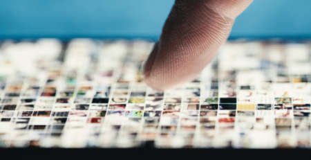 Close up of finger scrolling on touch display
