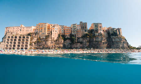 Tropea city view from underwaterの写真素材