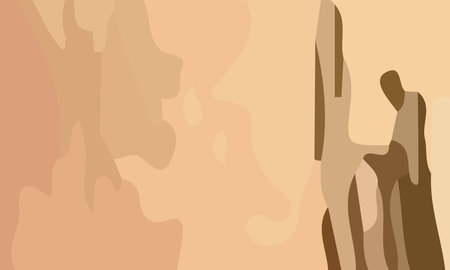 Aesthetic abstract art with a combination of shapes and brown colors. Suitable for background and posterのイラスト素材