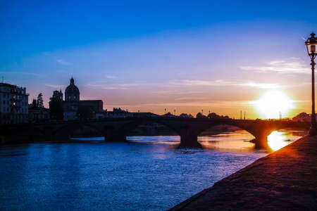 Sunrise behind a Bridgeの写真素材