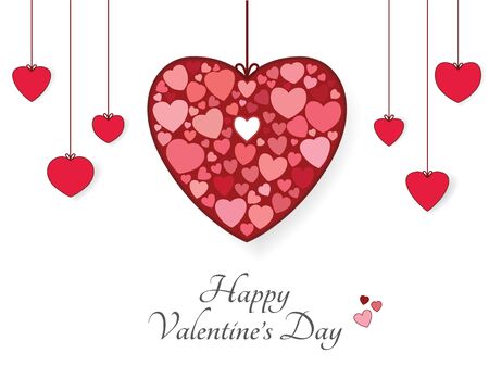 Valentine day with small red hearts in big red heartのイラスト素材