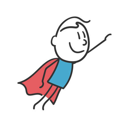 Superhero stick man. Concept of stick man determined and with a desire to improve himselfのイラスト素材