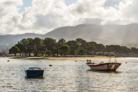 Boats on estuaryの写真素材