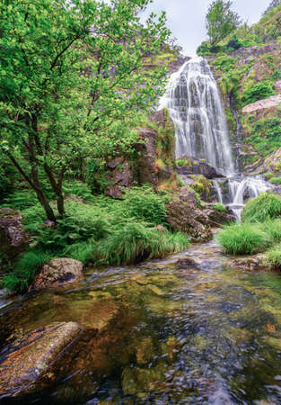 Belelle waterfall in Neda, Galicia, Spainの写真素材