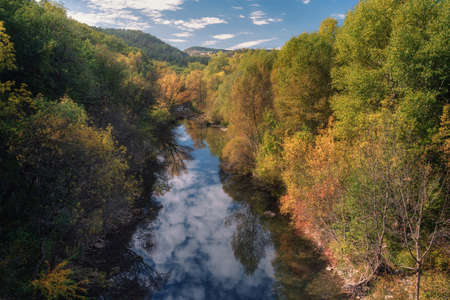 Autumn landscape view in Foz de Arbayun, Navarra, Spain
