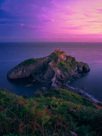 Island of San Juan de Gaztelugatxe, in Basque Country, Spain, famous for beeing Dragonstone in Game of Thronesの写真素材