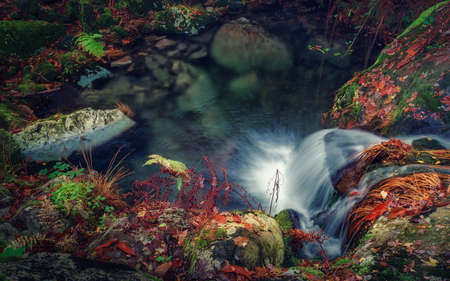 View from the top of the waterfall, a different perspective, in Gondomar, Galicia, Spain.