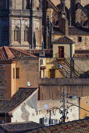 Detail of the roofs and city of Toledo, Spainの写真素材