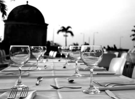 Glass cup in Cartagena BWの写真素材