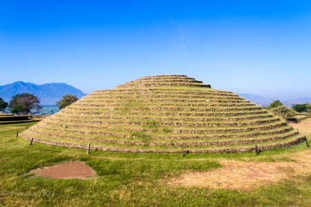 Circular pyramid of Huachimontones in Mexicoの写真素材