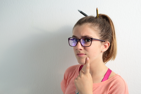 teenager thinkingの写真素材