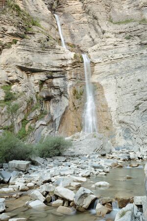 Sorrosal waterfall in the Aragonese Pyreneesの写真素材