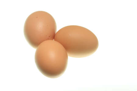 hen eggs isolated on white backgroundの写真素材