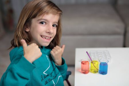 girl experimenting With the primary colors