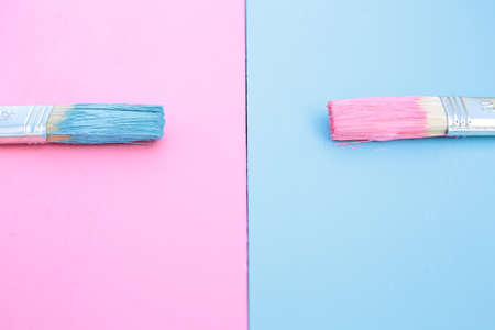 wooden planks painted blue and pink