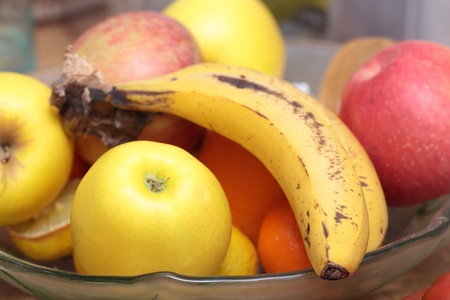 Assorted fruit on a trayの写真素材