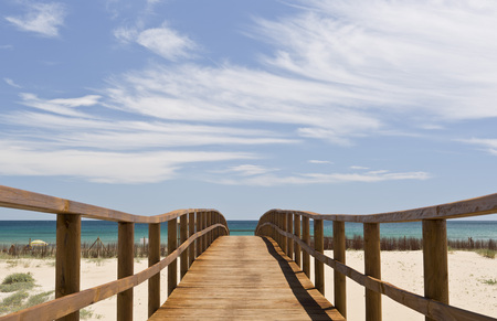 wooden walkway arenales del sol in Elche, Spainの写真素材