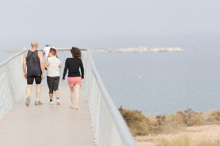 Santa Pola, Spain. July 7, 2016: people walking on a beach gazeboのeditorial素材