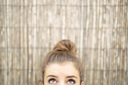makeup eyes little girl photographed close. Horizontal capture With space for text.の写真素材
