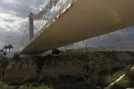 Bridge of the Bimillennial in Elche, next to the ruins of the irrigation aqueduct.Horizontal shot dated March 28, 2017 in Elche, Spain.のeditorial素材