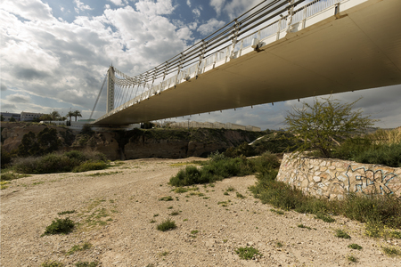 Bridge of the Bimillennial in Elche, next to the ruins of the irrigation aqueduct.Horizontal shot dated March 28, 2017 in Elche, Spain.のeditorial素材