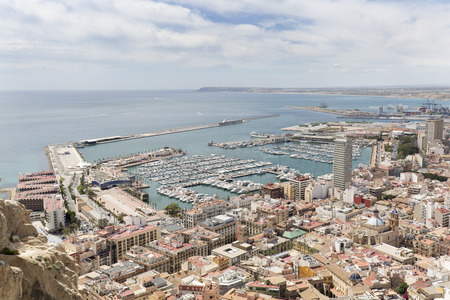 Alicante, Spain. May 12, 2017: Views of the port of the city of Alicante in Spain, from the Castle of Santa Barbara.のeditorial素材