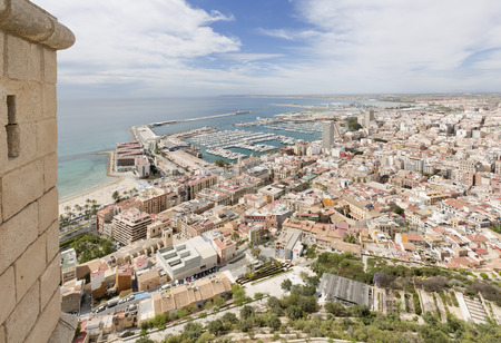 View of the city of Alicante in Spain, from the Castle of Santa Barbara.のeditorial素材