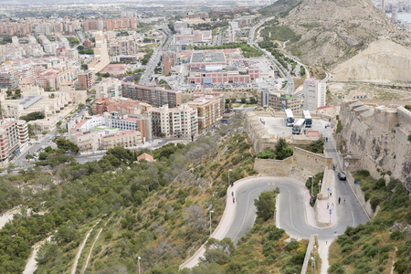 View of the city of Alicante in Spain, from the Castle of Santa Barbara.のeditorial素材