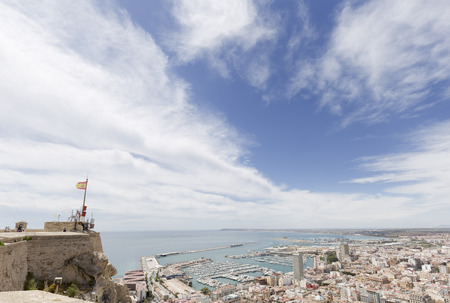 View of the city of Alicante in Spain, from the Castle of Santa Barbara.のeditorial素材