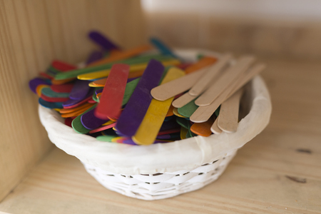 Wooden games in a children's learning spaceの写真素材