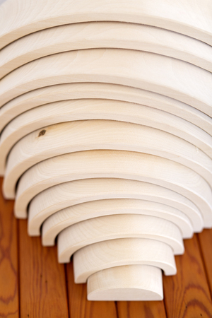 Waldorf rainbow game made of uncoloured woodの写真素材