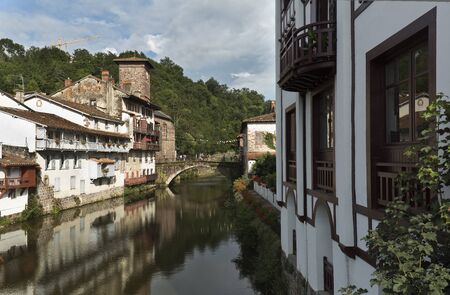Saint Jean Pied de Port, France. August 2, 2017: Overview of the beautiful Villa of Saint Jean Pied de Port.Overview of the beautiful Villa of Saint Jean Pied de Port, France.のeditorial素材