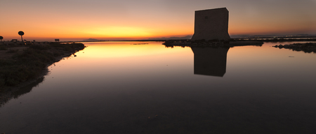 Tower of Tamarit at sunset in the town of Santa Pola, province of Alicante in Spainの写真素材