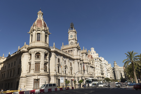 Valencia Spain. October 25, 2017: City Hall of Valencia was built between 1758 and 1763. It is neoclassical and neo-baroque style.のeditorial素材