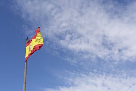 Flag of Spain in the Castle of Santa Barbara of the city of Alicanteの写真素材