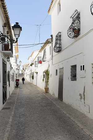 Street of the pretty village of Altea in the province of Alicante, Spain.の写真素材
